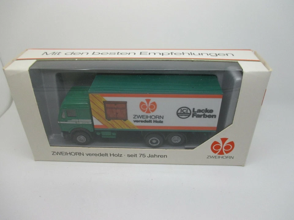 Herpa: Werbemodell "Zweihorn ICI Lacke" Mercedes Benz Koffer LKW   (GK103) - Bild 1 von 1