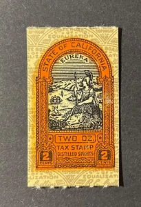 California State Revenue #L15 - 2 cents orange-red on tan Distilled Spirits - CA - Picture 1 of 2