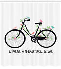 Ride Quote Pattern Shower Curtain Fabric Decor Set with Hooks 4 Sizes