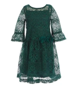 BONNIE JEAN Little Girl 6X Hunter Bell Sleeve Lace Dress NWT - Picture 1 of 2