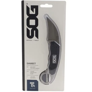 SOG Gambit Fixed Blade Knife Stainless Sheepsfoot Blade Finger Ring Hard Sheath - Picture 1 of 1