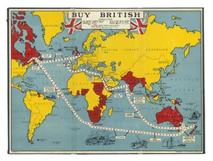 Vintage Board Game Map "Buy British" Geographia Ltd, 1920 - Picture 1 of 2