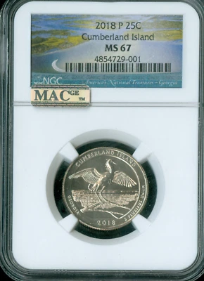 2018 P CUMBERLAND QUARTER NGC MS67 PQ MAC SPOTLESS * - Image 1 of 2