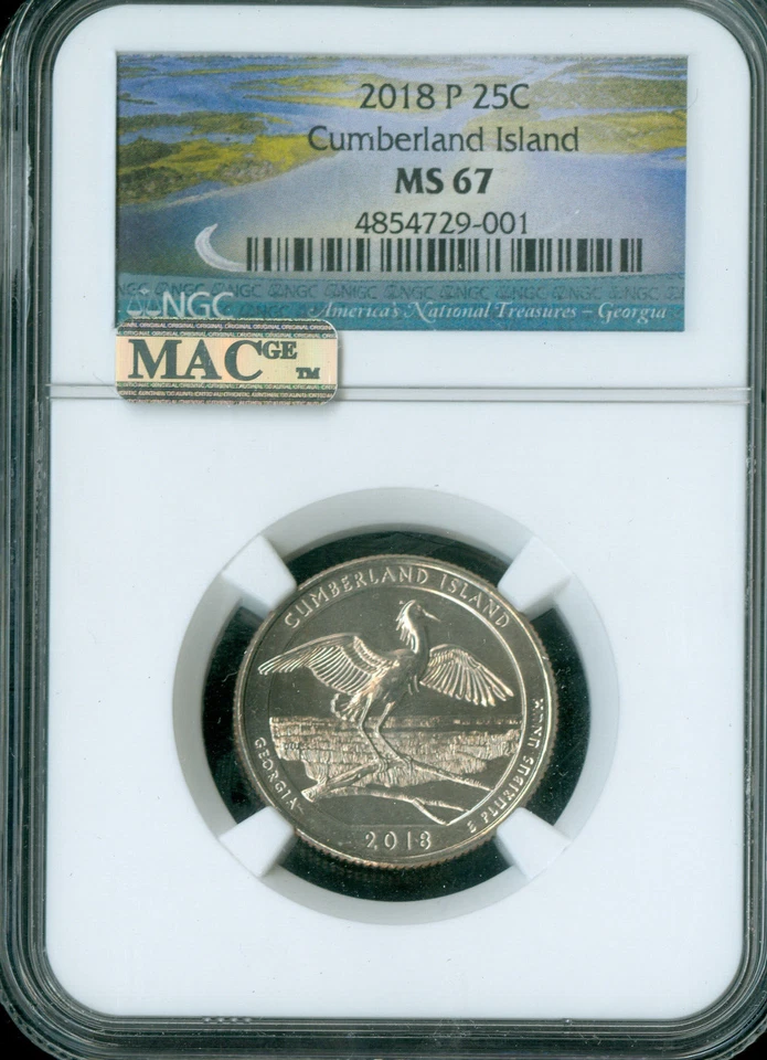 2018 P CUMBERLAND QUARTER NGC MS67 PQ MAC SPOTLESS * - Image 1 of 2