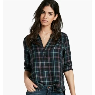 Top túnica novia LUCKY BRAND M abotonada Henley a cuadros usado en excelente estado B40 Foto 1 de 4