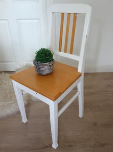 Vintage Stuhl Küchenstuhl Holz weiß Buche Shabby Chic 70er Jahre - Bild 1 von 10