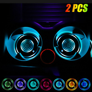 2X Cup Pad Car Accessories LED Light Cover Interior Decoration Lamp 7 Colors -US