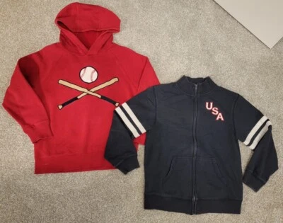 Boy's Gymboree Hoodie Sweatshirt Lot Baseball USA Red White Blue Medium 7-8 - Image 1 of 4