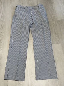 Vintage Burberry London High Waisted Light Blue Striped Dress Pants men  Size 34 - Picture 1 of 8