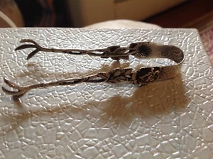 STERLING SILVER GERMAN SUGAR CUBE TONGS VERY ORNATE - Picture 1 of 7