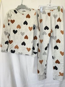 New Carter's Girls Allover Hearts Pajama Set Snug fit Gray 4, 5 - Picture 1 of 2