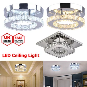 Crystal Chandelier Round/Square Ceiling Light LED Lamp Pendant Light Living Room - Picture 1 of 20