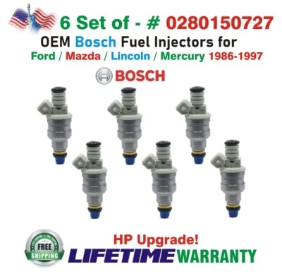 OEM x6 Bosch HP Upgrade Fuel Injectors for 1986-1997 MERCURY/FORD/LINCOLN/MAZDA - Image 1 of 4