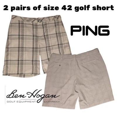 Pantalones Cortos de Golf Ping & Ben Hogan Talla 42 Paquete Regalo A Cuadros Blanco 10" Entrepierna Foto 1 de 4