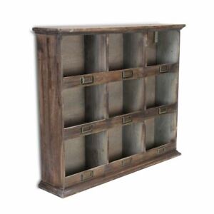 Durable Rustic Nine Slot Wooden Open Wall Cabinet