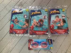 NEW MARVEL SPIDERMAN SWIM LOT (TUBE ,ARM BANDS, VEST, GOGGLES) - Picture 1 of 1