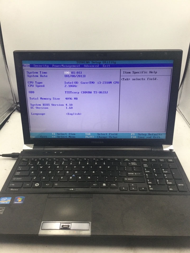 TOSHIBA TECRA R850 - BOOTS TO BIOS - INTEL CORE I3 2310 - 4GB RAM - READ DESC-BB - Image 1 of 4