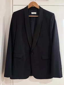 Mens Dries Van Noten Tuxedo Jacket Blazer Jacquard Pattern Navy - Picture 1 of 3
