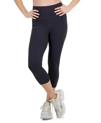Leggings cortos ID Ideology para mujer talla grande 3X negros bolsillo cintura elástica tirar Foto 1 de 4