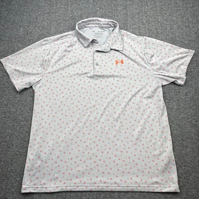 Under Armour Shirt Mens XL Gray The Playoff Polo All Over Geometric Print Flower - Image 1 of 4