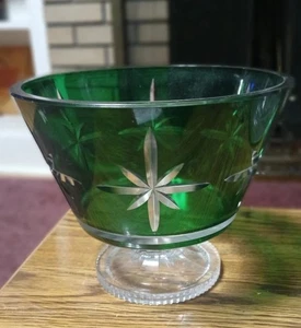 Vintage Waterford Marquis Crystal Compote Bowl, Footed, Pedestal, Emerald Green - Picture 1 of 2