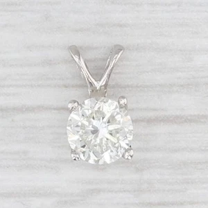 New 0.47ct Round Solitaire Small Drop Pendant 14k White Gold - Picture 1 of 5