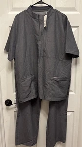 Neu mit Etikett Figs Rom schmales Scrub-Top/Kairo Cargohose Set mit Stehkragen für Herren grau 2XL - Bild 1 von 5