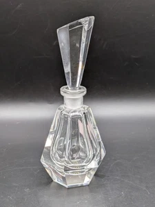 Vtg CIO Clear Crystal Perfume Bottle Angled Stopper Vanity Czech Republic 7" - Picture 1 of 5