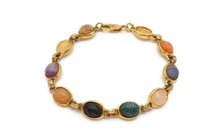 Vintage vergoldetes Sterlingsilber 925 Skarabäus Armband 7" - Bild 1 von 8