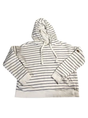 ROXY Talla Grande Blanco Azul Recortado Rayas Sudadera con Capucha Foto 1 de 4