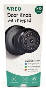Wreo Battery Operated Waterproof Door Knob With Keypad Model K10 Mini - Black - Picture 1 of 4