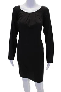 Elie Tahari Womens Silk Pleated Front Long Sleeves Dress Brown Size Small - Picture 1 of 6