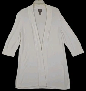 Chico's ~Woman Size 2 (12; L)~ Off-White Open Front Cardigan Sweater 3/4 Sleeve. - Picture 1 of 12