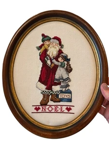 Colgante de pared de punta de aguja de Navidad con marco de Papá Noel decoración navideña vintage - Imagen 1 de 8