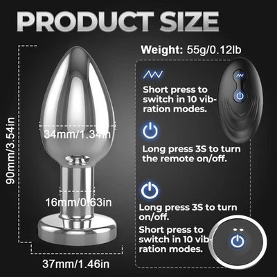 Vibrador masajeador de próstata masajeador de próstata anal de metal juguete sexual para hombres mujeres Foto 1 de 4