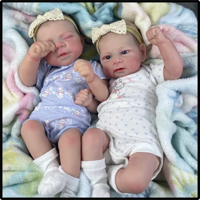 Muñecas bebé renacido gemelos adorables recién nacidos realistas 17/18 pulgadas con cuerpo de tela Foto 1 de 4