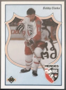 1990-91 UPPER DECK BOBBY CLARKE #509 HOCKEY HEROES AUTOGRAPH PHILADELPHIA FLYERS - Picture 1 of 2