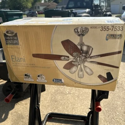 Vintage Turn Of The Century 44” Ceiling Fan W/ Light 355-753e NOS Elani - Image 1 of 4