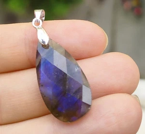 Natürlicher Labradorit Edelsteine Anhänger facettierte Perle Amulett einzigartig Charm Talisman - Bild 1 von 1