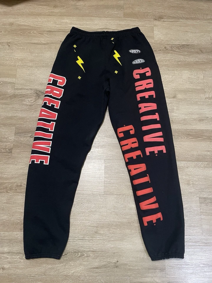 VTG Jerzees Creative Sweatpants Mens Sz M Black Fleece Blank Joggers Y2K - Image 1 of 4