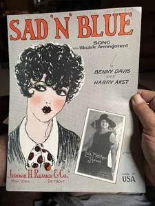 A 1927 Noten SAD 'N' BLUE Davis & Akst - Bild 1 von 2