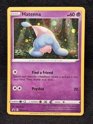 POKEMON TCG Hatenna SWSH: Sword & Shield Promo Cards SWSH040 NM Cosmos Holo Rare - Image 1 of 2