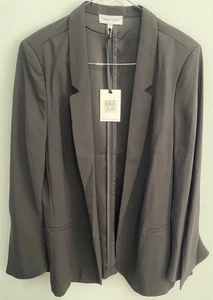Table Eight Black Stevie Open Blazer with Padded Flare Sleeves Size 14 NWT $129 - Picture 1 of 5