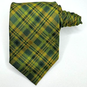 Dapper Bear Clothiers Mens Tie Green Gold Baylor University Plaid 100% Silk - Picture 1 of 6