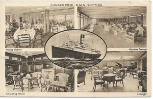 CUNARD LINE RMS SCYTHIA UNUSED B&W POSTCARD 5 PICTURES REF 6211 - Foto 1 di 1
