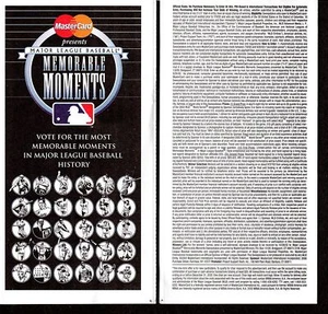 2002 MASTERCARD MLB MEMORABLE MOMENTS BALLOT Unpunched - Picture 1 of 1