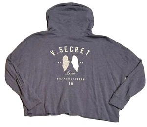 Victoria Secret LOVE Full Zip Hoodie Med Navy Blue Pockets Activewear Angels - Picture 1 of 8