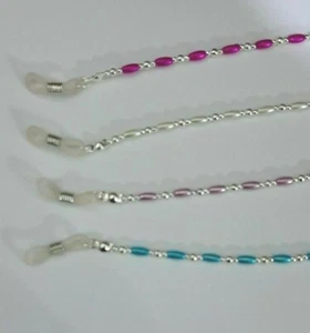 NEW - PEARL OVAL GLASSES/SUNGLASSES/SPECTACLE CHAIN - 12 COLOURS AVAILABLE - Picture 1 of 15