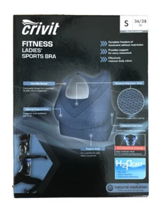 Crivit New Fitness Ladies Gym Yoga Running Sports Bra (Blue) Size: Small - Picture 1 of 4
