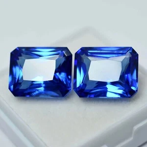 16 Karat natürliches kaschmirisches blaues Saphir-ZERTIFIZIERT smaragdgrün geschnittenes loses Edelsteinpaar - Bild 1 von 16